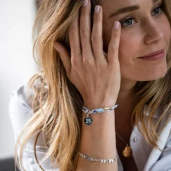 Best HappyBulle Duo bracelets personnalisés Epi et Liberty fermoir médaille gravée argent 15 mm Argent rhodié 925