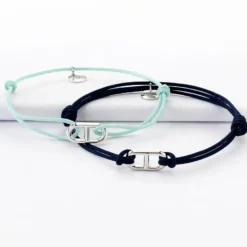 HappyBulle Duo de bracelets maille marine argent 15,4x9 mm Argent rhodié 925