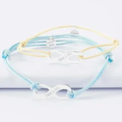 Hot HappyBulle Duo de bracelets médailles gravées argent infini 25x10mm