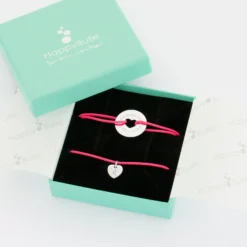 New HappyBulle Duo de bracelets médailles gravées argent cible coeur 21 mm et coeur 10mm