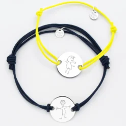Online HappyBulle Duo de bracelets personnalisés médailles gravées argent 2 trous 20 mm
