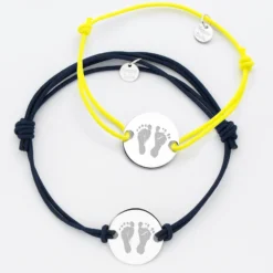 Online HappyBulle Duo de bracelets personnalisés médailles gravées argent 2 trous 20 mm