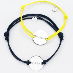 Online HappyBulle Duo de bracelets personnalisés médailles gravées argent 2 trous 20 mm