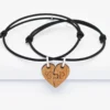 HappyBulle Duo de bracelets personnalisés médailles gravées bois "coeur inséparable"