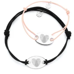 HappyBulle Duo de bracelets personnalisés médailles gravée argent ovale 2 trous 25x16 mm