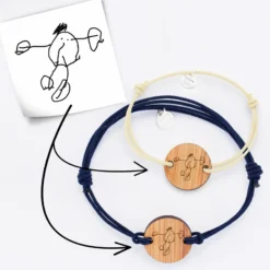 Sale HappyBulle Duo de bracelets personnalisés médailles gravées rondes 2 trous 21 mm Bois