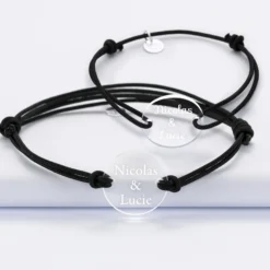 Hot HappyBulle Duo de bracelets personnalisés médailles gravées rondes 2 trous 21 mm Acrylique