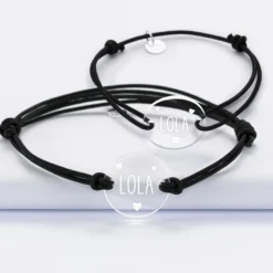 Hot HappyBulle Duo de bracelets personnalisés médailles gravées rondes 2 trous 21 mm Acrylique