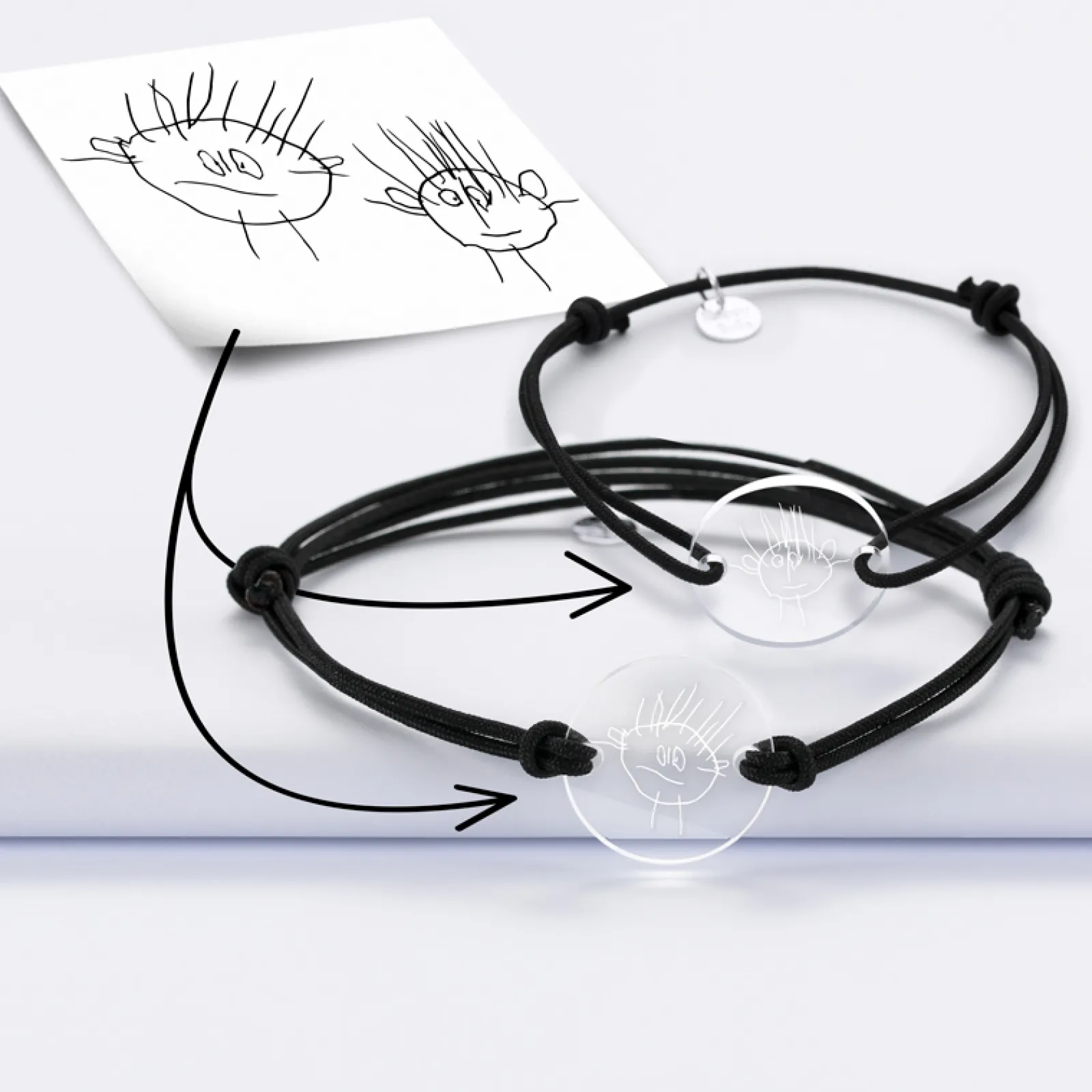 Hot HappyBulle Duo de bracelets personnalisés médailles gravées rondes 2 trous 21 mm Acrylique