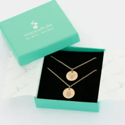 Sale HappyBulle Duo de pendentifs personnalisés médailles gravées plaqué or 15 mm Plaqué or 18k