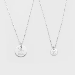 Best HappyBulle Duo de pendentifs personnalisés médailles gravées argent 15 mm et 10 mm Argent rhodié 925