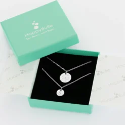Best HappyBulle Duo de pendentifs personnalisés médailles gravées argent 15 mm et 10 mm Argent rhodié 925