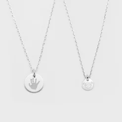 Best HappyBulle Duo de pendentifs personnalisés médailles gravées argent 15 mm et 10 mm Argent rhodié 925