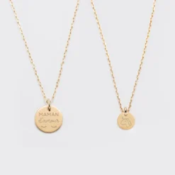 HappyBulle Duo de pendentifs personnalisés médailles gravées plaqué or 15 mm et 10 mm Plaqué or 18k