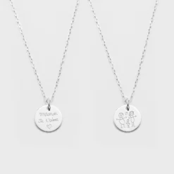 HappyBulle Duo de pendentifs personnalisés médailles gravées argent 15 mm Argent rhodié 925