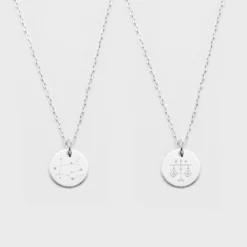 HappyBulle Duo de pendentifs personnalisés médailles gravées argent 15 mm Argent rhodié 925