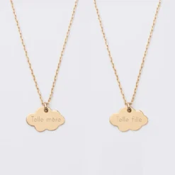 Online HappyBulle Duo de pendentifs personnalisés médailles gravées nuage plaqué or 20x14 mm Plaqué or 18k