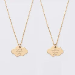 Online HappyBulle Duo de pendentifs personnalisés médailles gravées nuage plaqué or 20x14 mm Plaqué or 18k