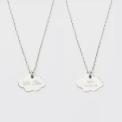 HappyBulle Duo de pendentifs personnalisés médailles gravées nuage argent 20x14 mm Argent rhodié 925