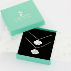 HappyBulle Duo de pendentifs personnalisés médailles gravées nuage argent 20x14 mm Argent rhodié 925