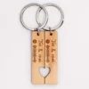 Discount HappyBulle Duo de porte-clés coeurs Spotify personnalisés médailles gravées bois plaques 16x66 mm