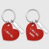 Online HappyBulle Duo de porte-clés personnalisés médailles coeur acrylique rouge et breloques miroir gravées 40x8 mm