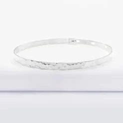 Best HappyBulle Jonc plat martelé argent Argent rhodié 925