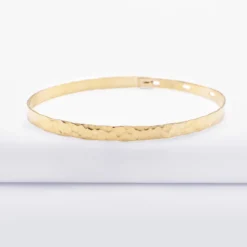 Clearance HappyBulle Jonc plat martelé plaqué or Plaqué or 18k
