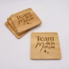 Hot HappyBulle Lot de 4 sous-verres EVJF personnalisés gravés bambou 10x10 cm