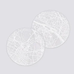 Outlet HappyBulle Lot de 2 sous-verres personnalisés gravés acrylique ronds 9 cm "Géo map"