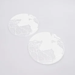 Outlet HappyBulle Lot de 2 sous-verres personnalisés gravés acrylique ronds 9 cm "Géo map"