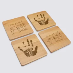 Sale HappyBulle Lot de 4 sous-verres personnalisés gravés bambou 10x10 cm