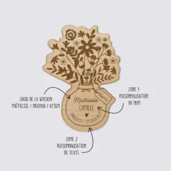 Best HappyBulle Magnet bouquet de fleurs personnalisé bois gravé 56x78 mm - édition spéciale