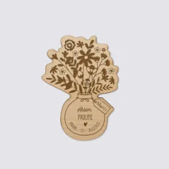 Best HappyBulle Magnet bouquet de fleurs personnalisé bois gravé 56x78 mm - édition spéciale