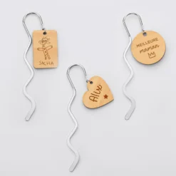 Sale HappyBulle Marque page personnalisé acier médaille gravée bois