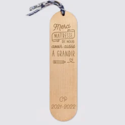 Discount HappyBulle Marque page personnalisé bois gravé avec cordon liberty - édition spéciale "Merci Maîtresse" Femme