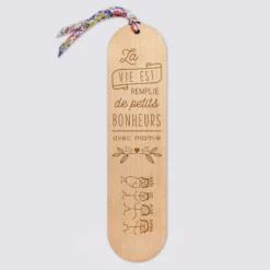 Best HappyBulle Marque page personnalisé bois gravé avec cordon liberty - édition spéciale 
