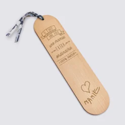 HappyBulle Marque page personnalisé bois gravé avec cordon liberty - édition spéciale 