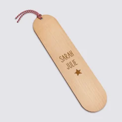 HappyBulle Marque page personnalisé bois gravé avec cordon marin tressé