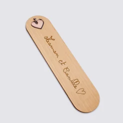 Hot HappyBulle Marque page personnalisé bois gravé avec breloque coeur acrylique miroir Bambou
