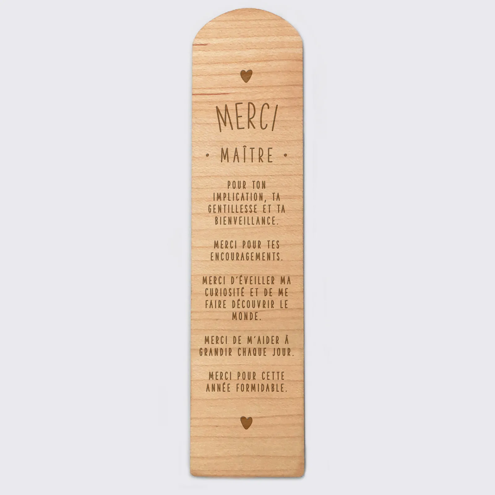 Sale HappyBulle Marque page personnalisé bois gravé - Edition spéciale "Merci maître"