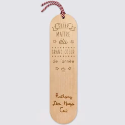 Clearance HappyBulle Marque page personnalisé bois gravé avec cordon marin - édition spéciale "Super Maître" Homme