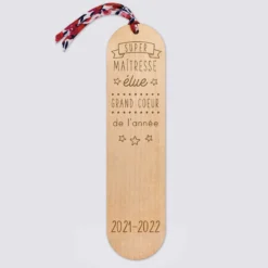 Clearance HappyBulle Marque page personnalisé bois gravé avec cordon liberty - édition spéciale "Super Maîtresse" Femme