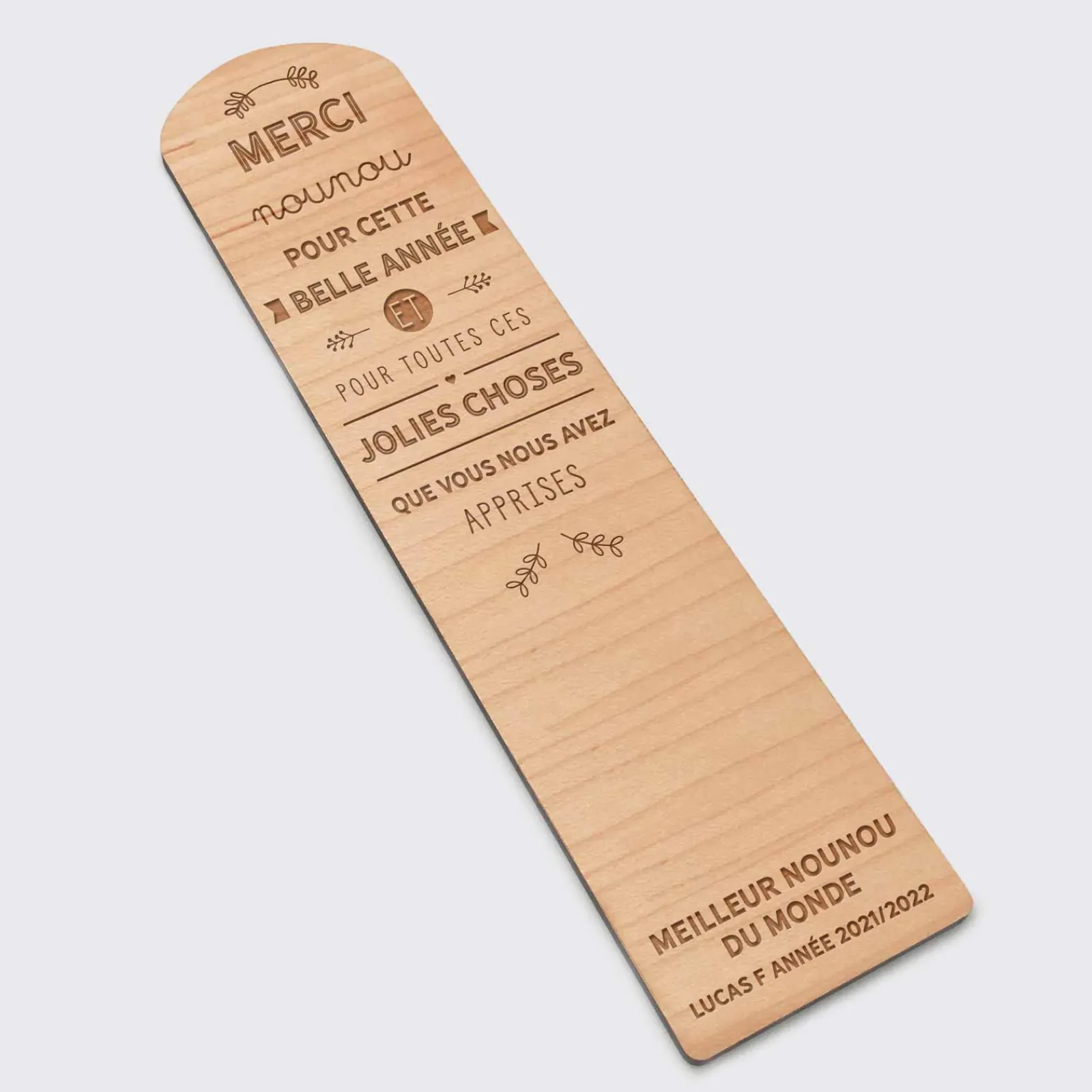 Discount HappyBulle Marque page personnalisé bois gravé "Belle année" - édition spéciale fleurie