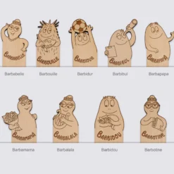 Clearance HappyBulle Marque page personnalisé bois gravé - x Barbapapa