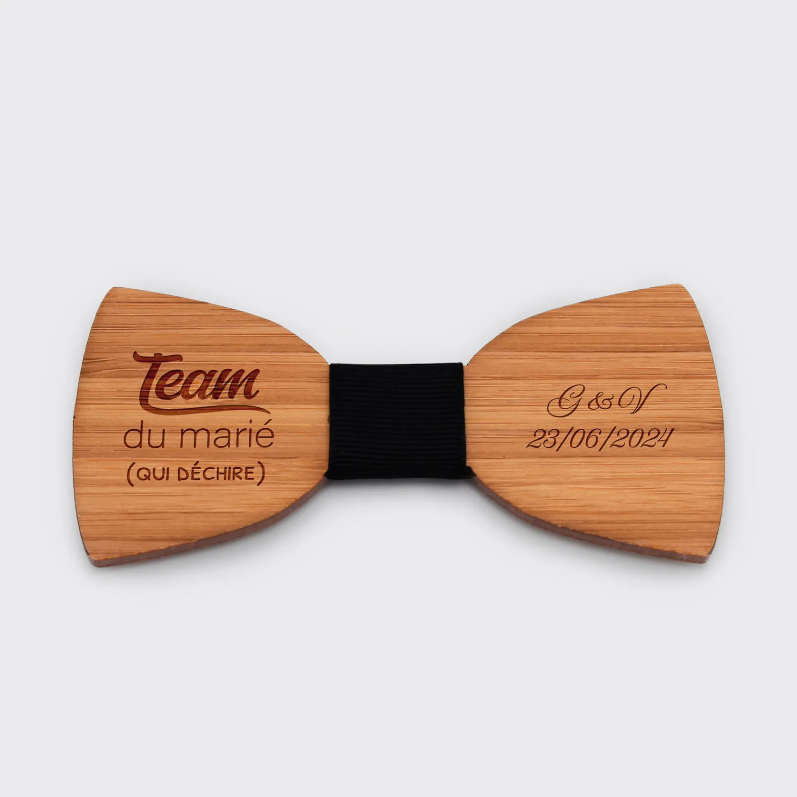 Online HappyBulle Noeud papillon EVG personnalisé gravé bois classique