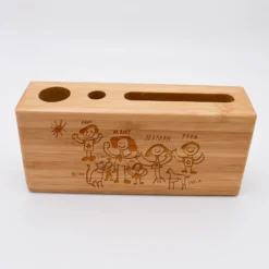 Outlet HappyBulle Organiseur de bureau personnalisé 14,6x6,5 cm bois gravé