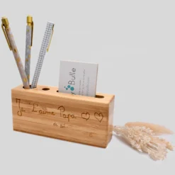 Outlet HappyBulle Organiseur de bureau personnalisé 14,6x6,5 cm bois gravé
