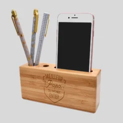 Outlet HappyBulle Organiseur de bureau personnalisé 14,6x6,5 cm bois gravé