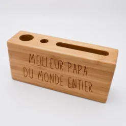 Outlet HappyBulle Organiseur de bureau personnalisé 14,6x6,5 cm bois gravé